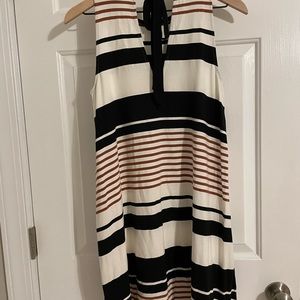 Loft striped sleeveless dress with tie back, size petite small
